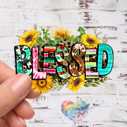 Blessed Western UV Decal 4 inches wide