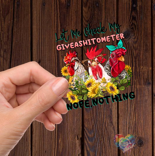 Giveashitometer UV DTF Decal 3.5 inches wide