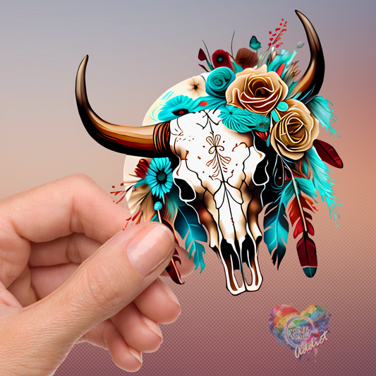Tan Western Cow Skull UV 4 inch