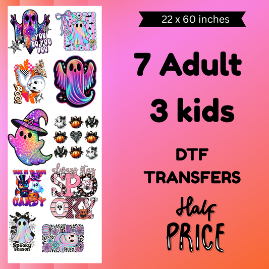 Ghostly 1 DTF Premade Gang Sheet bundle 22 x 60 inches (Fabrics Only)
