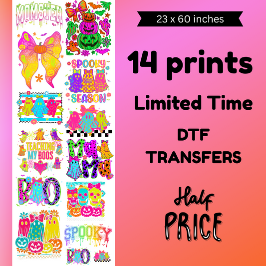 Neon Halloween (For Fabrics Only) Gang Sheet 23x60  inches