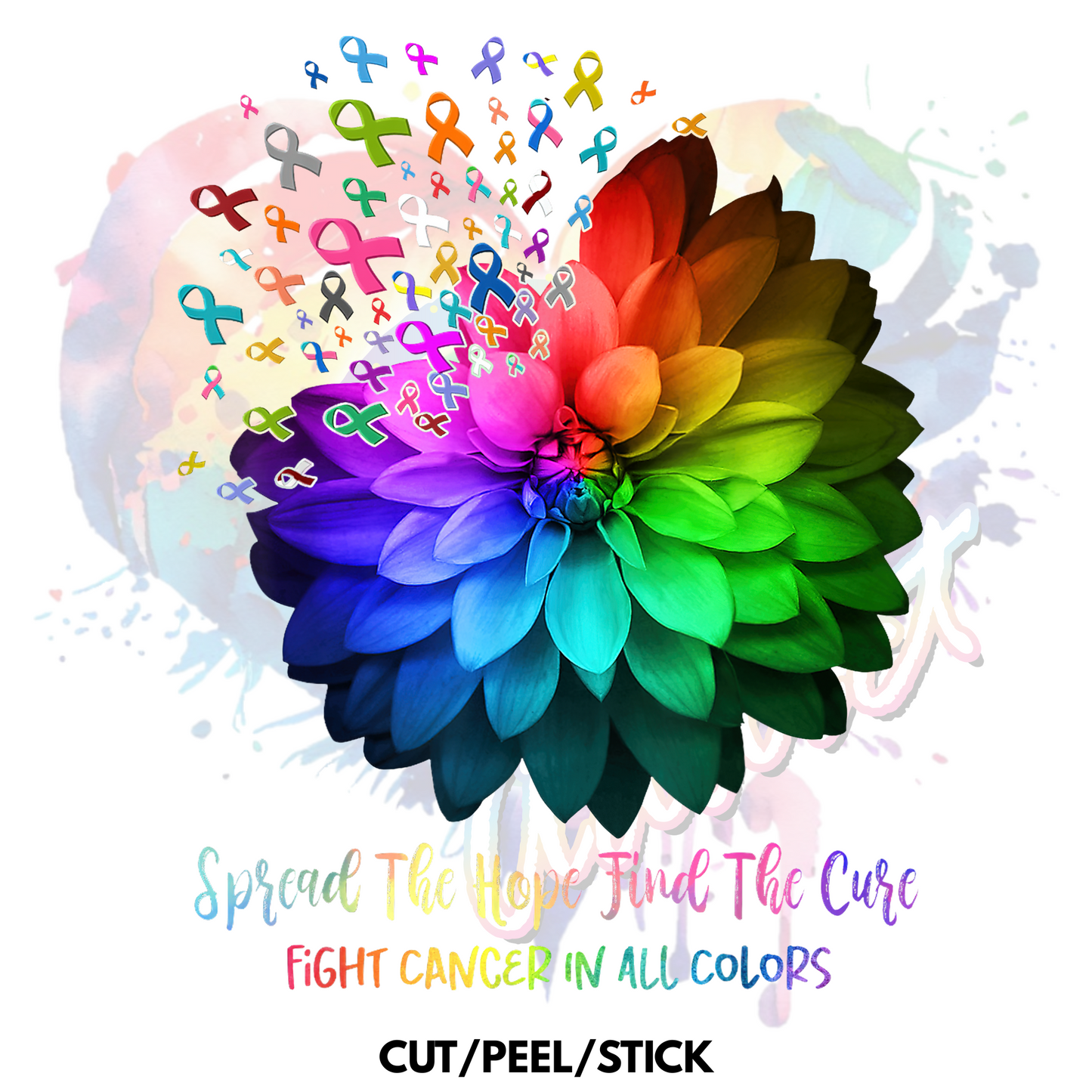 Spread hope find the cure uv dtf decal 3.5 inches tall