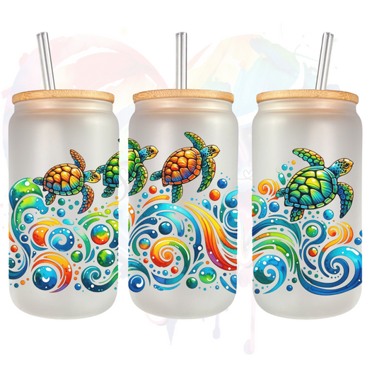 Turtles 3  Libbey UV DTF 16 oz Wrap