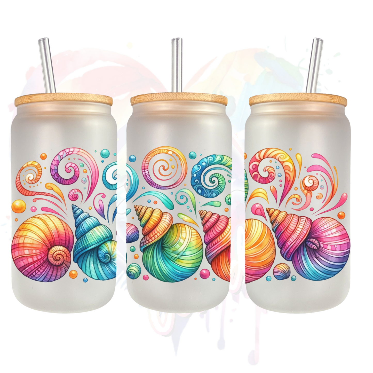 Sea Shells 2 Libbey UV DTF 16 oz Wrap