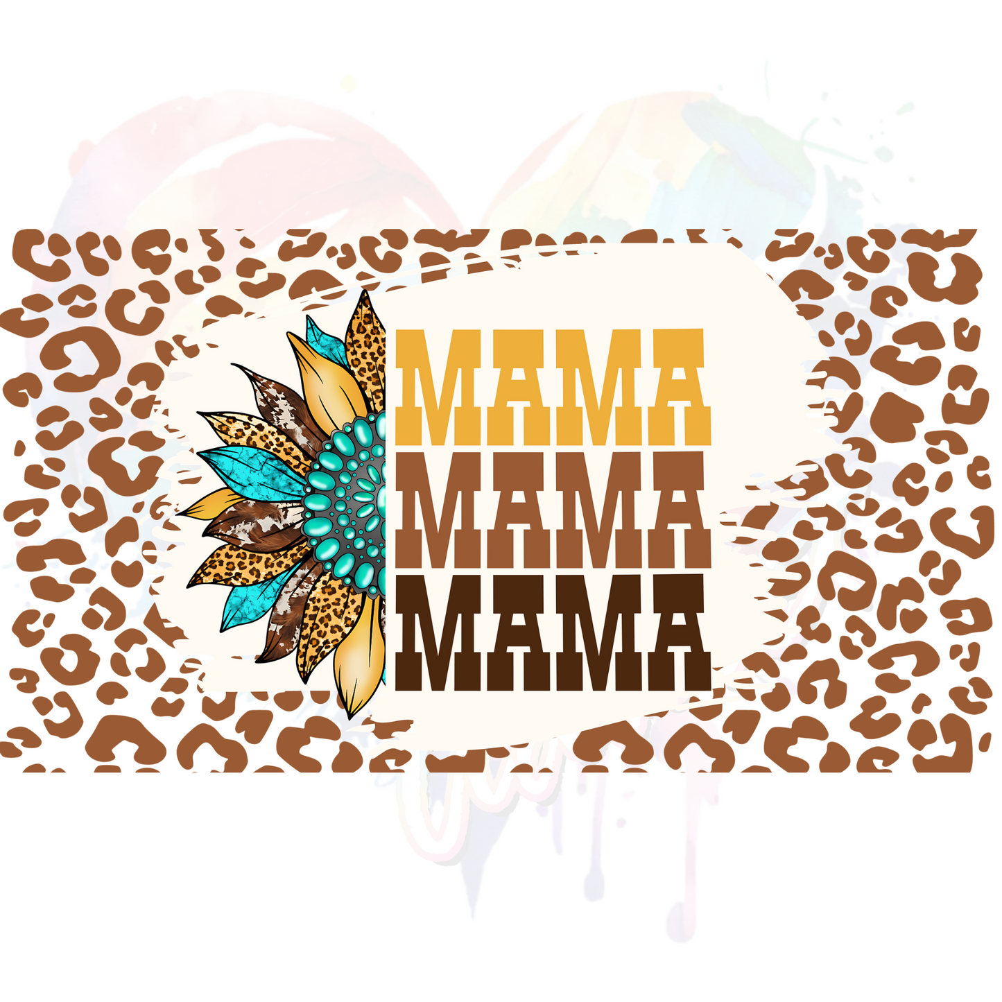 Leopard Print Sunflower Mama  UV DTF 16 oz Wrap