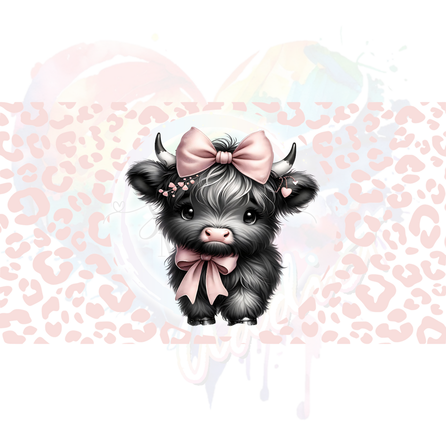 Cow Print Pink Bow UV DTF 16 oz Wrap