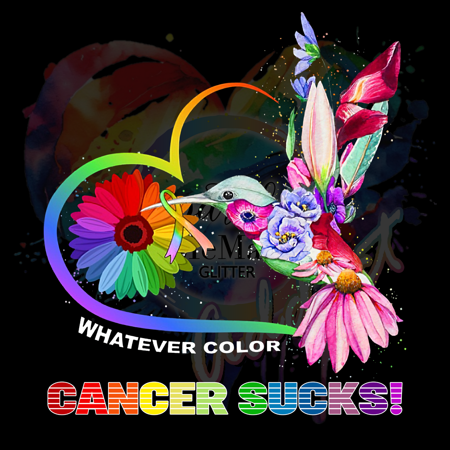 Whatever Color Cancer Sucks uv dtf decal 3.5 inches tall