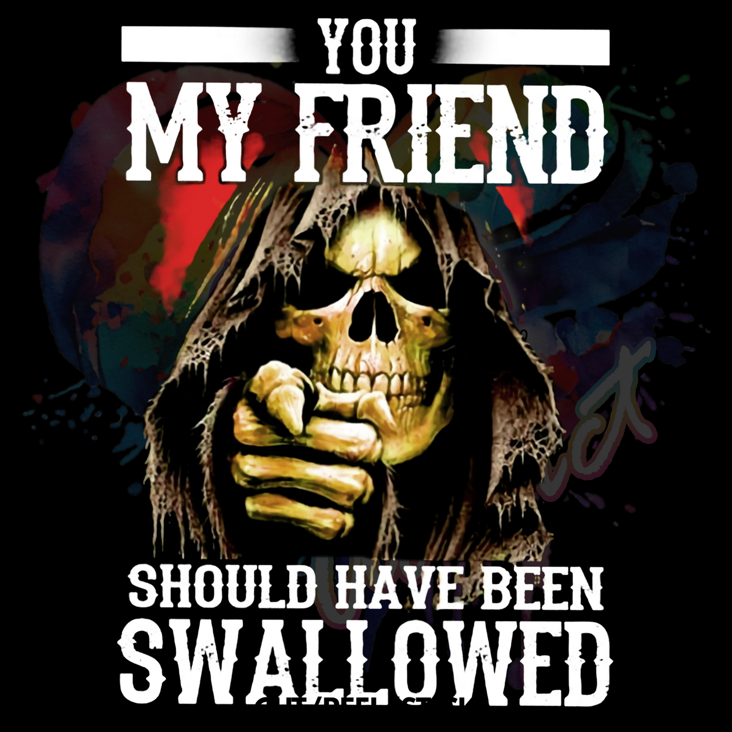 Should have been swallowed uv dtf decal 3.5 inches tall