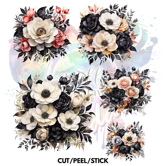 Black Mixed Roses UV DTF Element Sheet 8x9