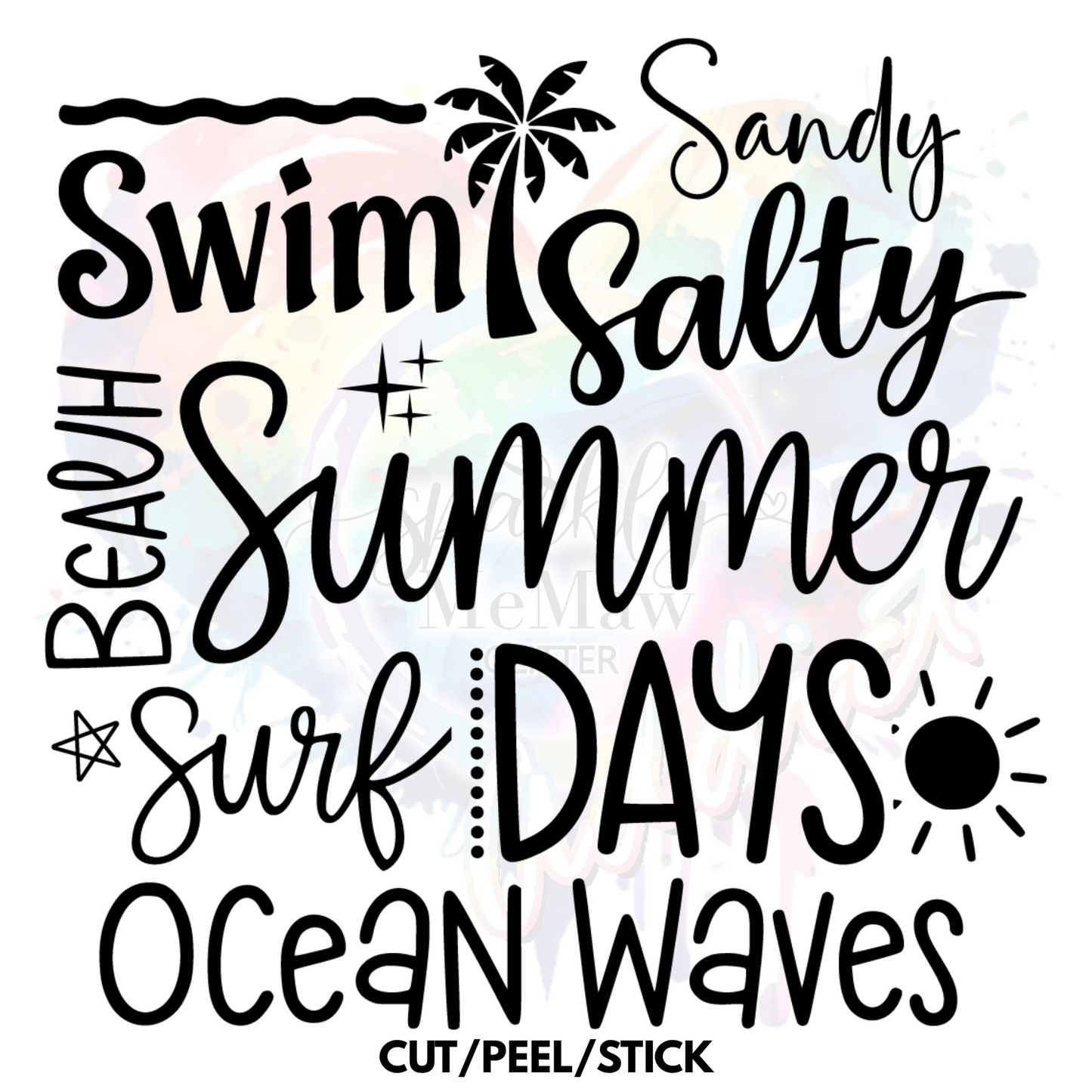 Summer Words UV DTF Sheet 8x8