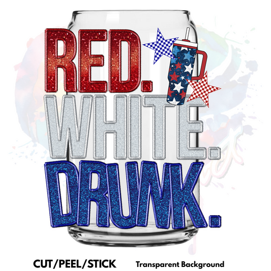 Red White Drunk UV DTF Decal