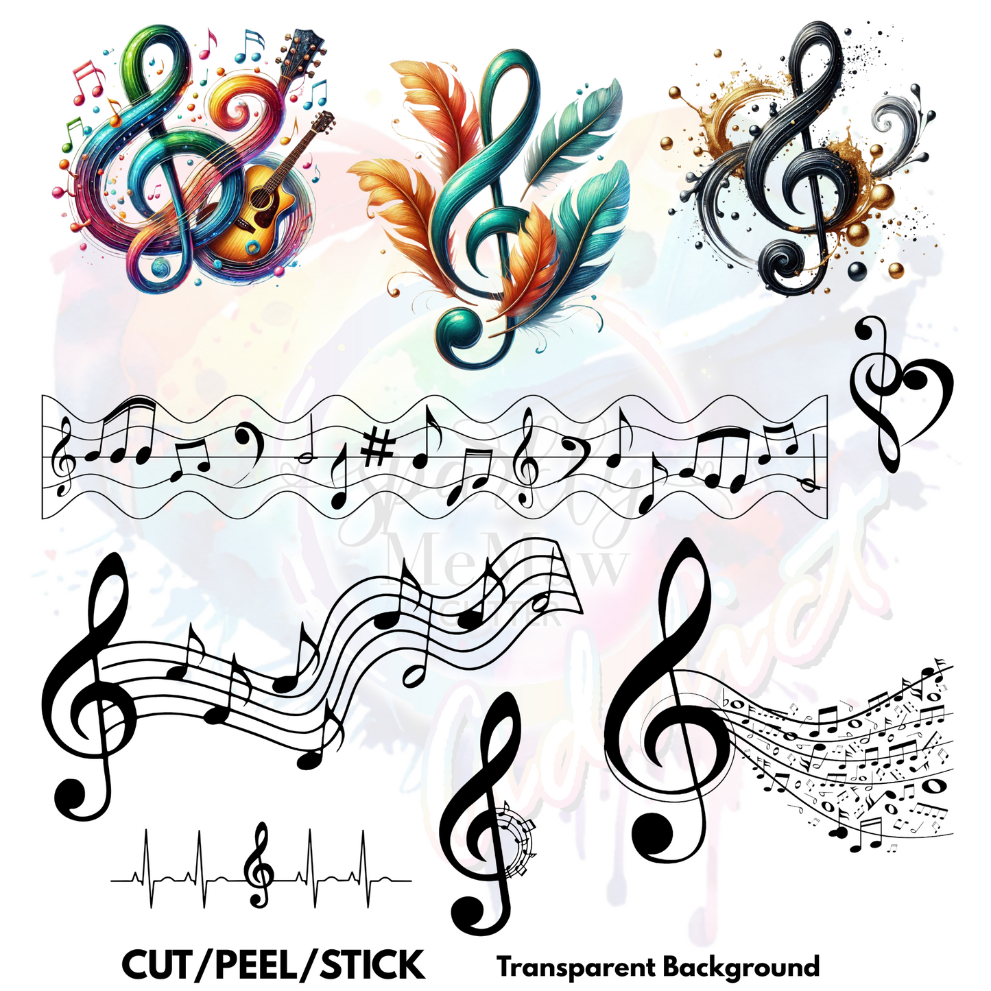 Music Notes 3 UV DTF  Sheet 10x10