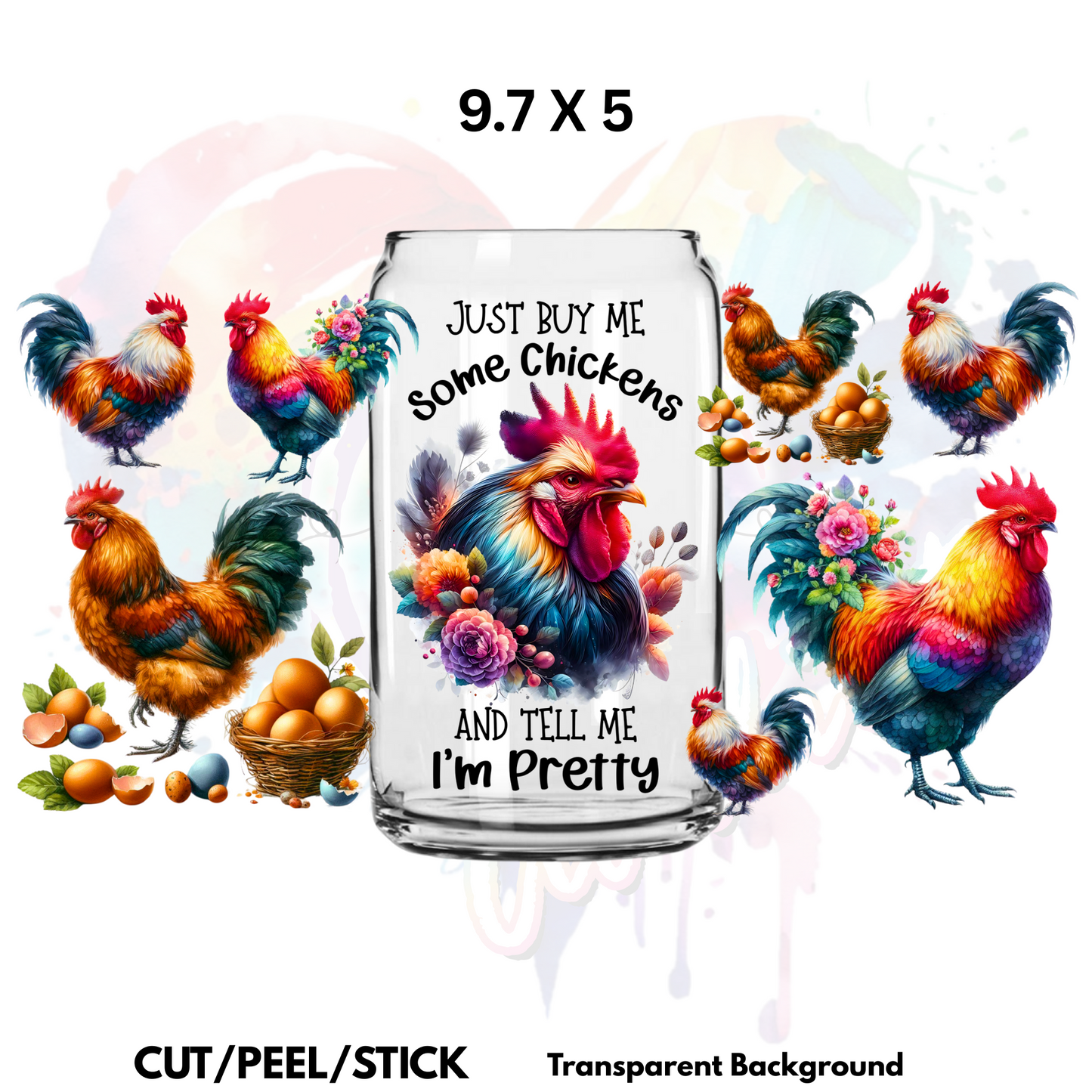 Pretty Chickens UV  DTF  Wrap