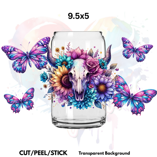 Bull and Butterflies UV  DTF  Wrap