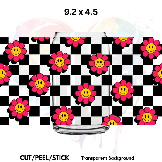 Pink Retro Daisy UV  DTF  Wrap