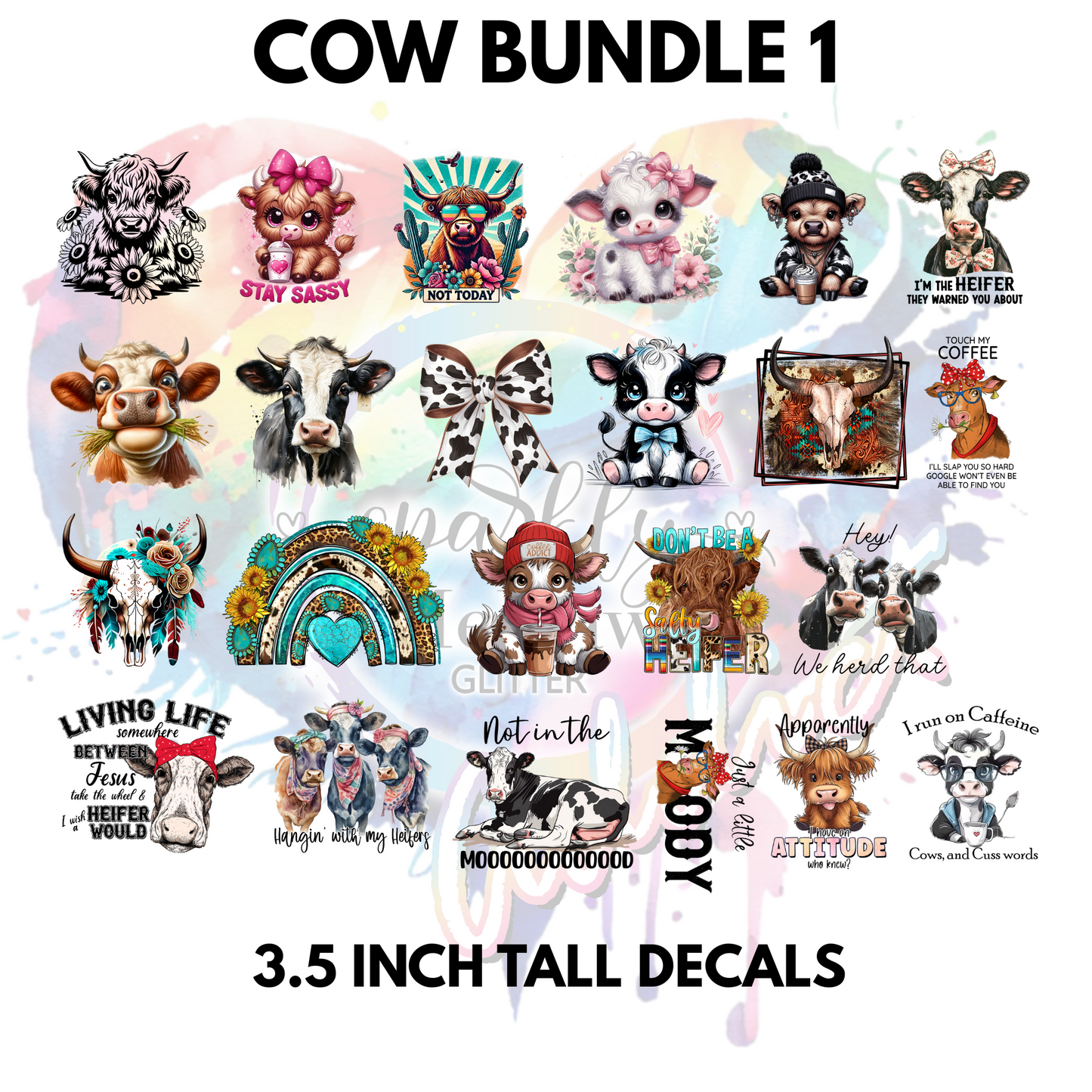 Cow 1 Bundle UV DTF Decals