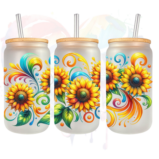 Sunflowers 1 Libbey UV DTF 16 oz Wrap