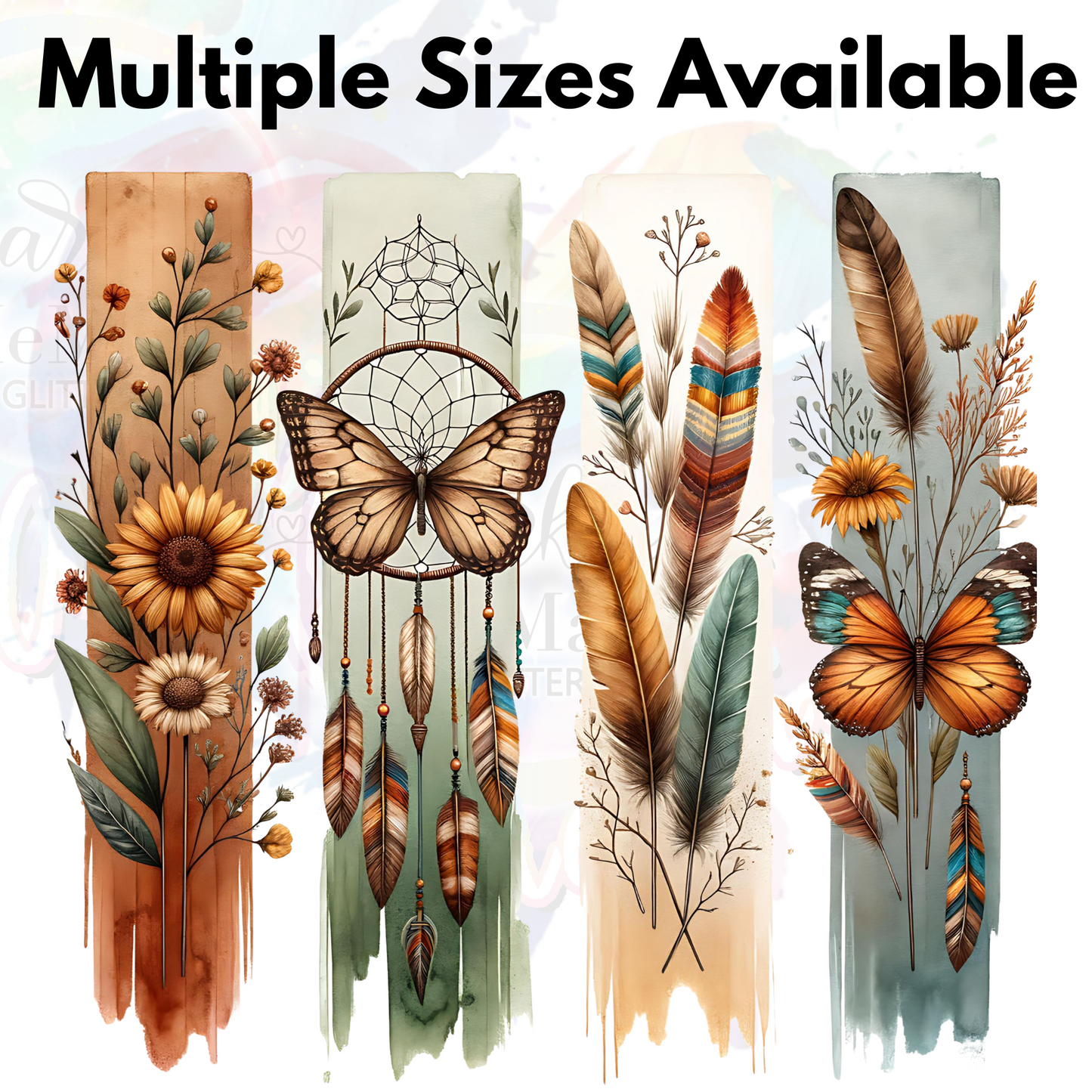 Boho Butterflies Brushstroke UV DTF Decal
