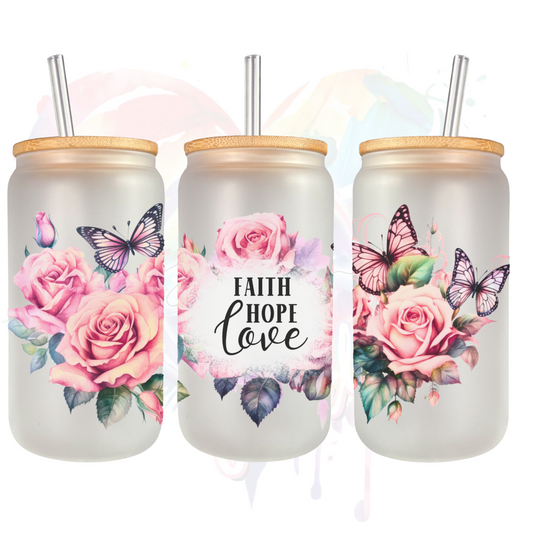 Faith Hope Love Libbey UV DTF 16 oz Wrap