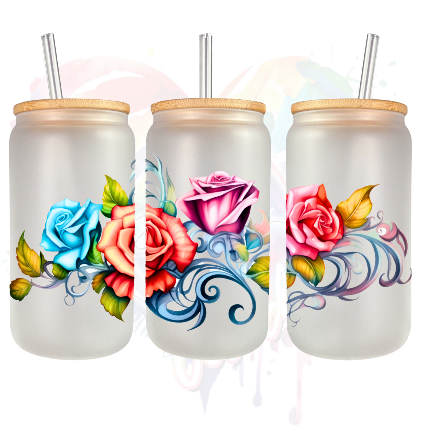 Roses Libbey UV DTF 16 oz Wrap