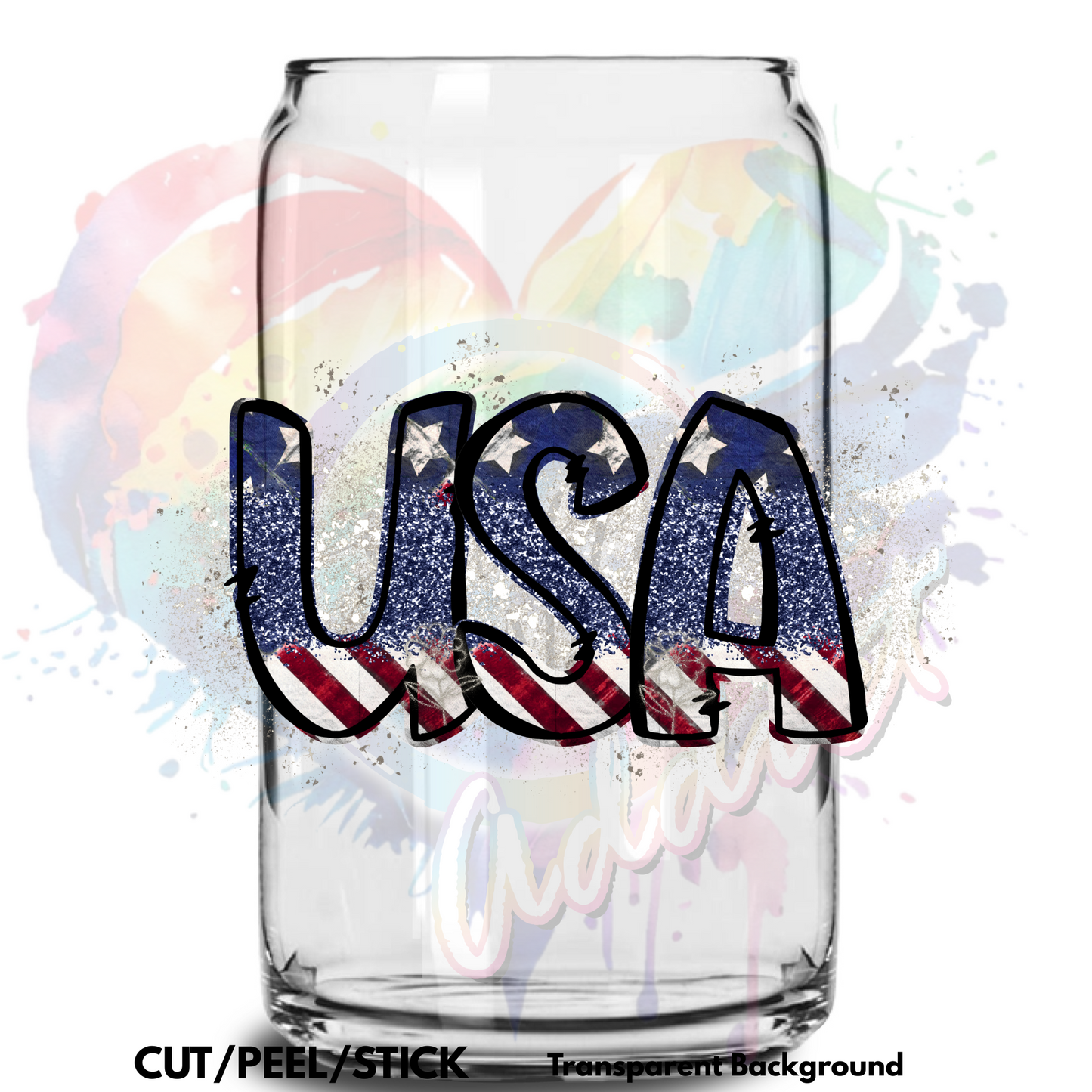 USA Glitter UV DTF Decal
