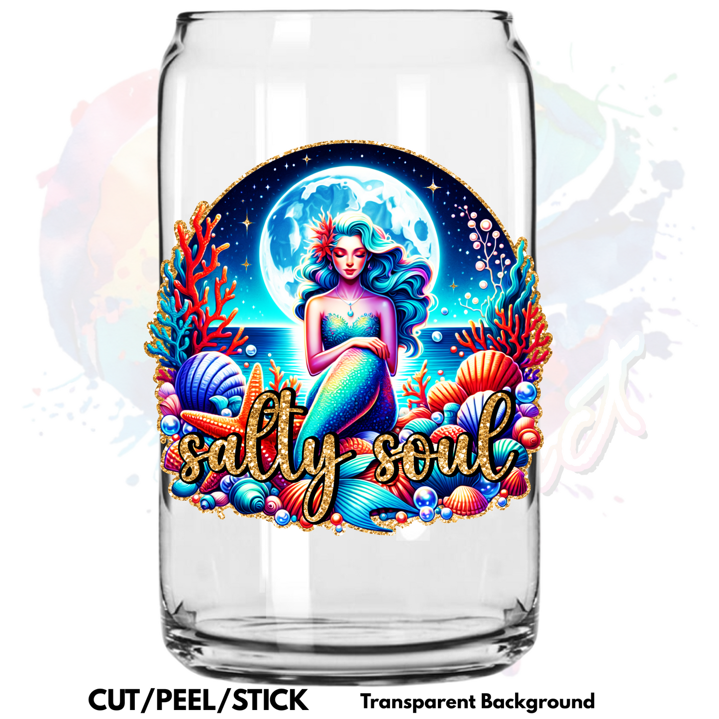 Salty Soul Mermaid 1  UV DTF Decal