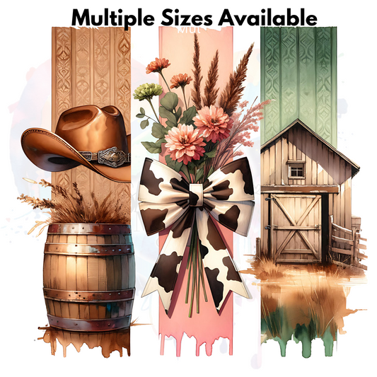 Western CowPrint Bow  Brushstrokes UV DTF Decal