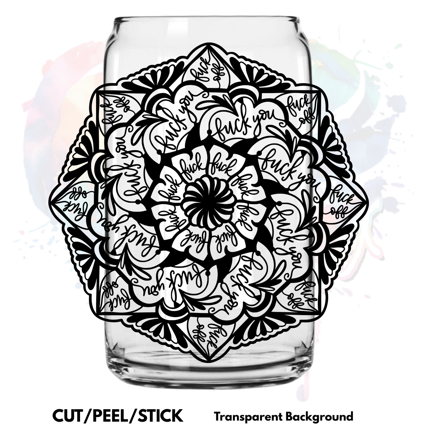 F You Mandala UV DTF Decal