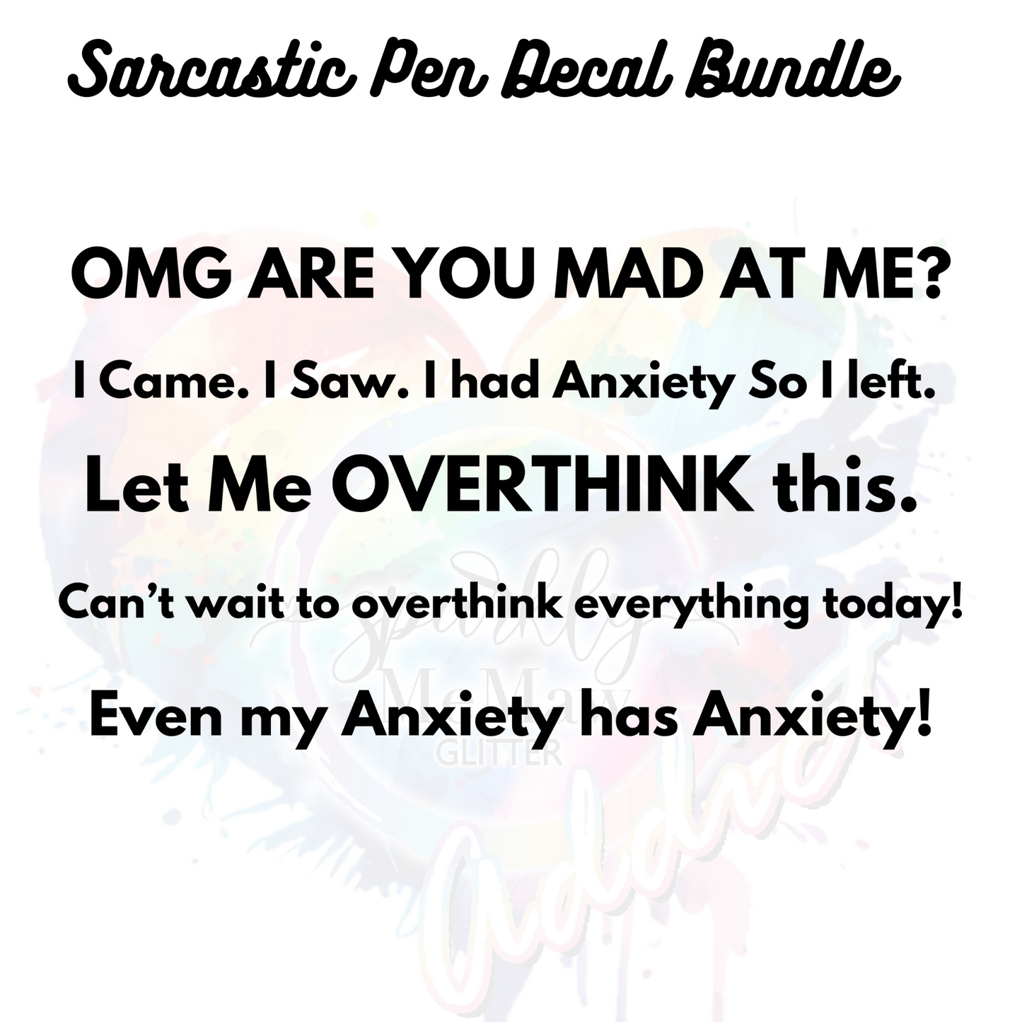 Sarcastic Pen Decal Bundle UV DTF Wrap