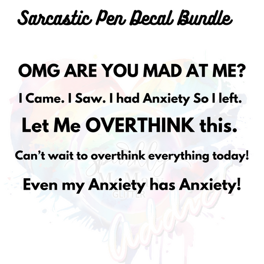 Sarcastic Pen Decal Bundle UV DTF Wrap