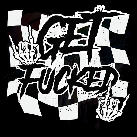 Get F Checkered Print  UV DTF Decal