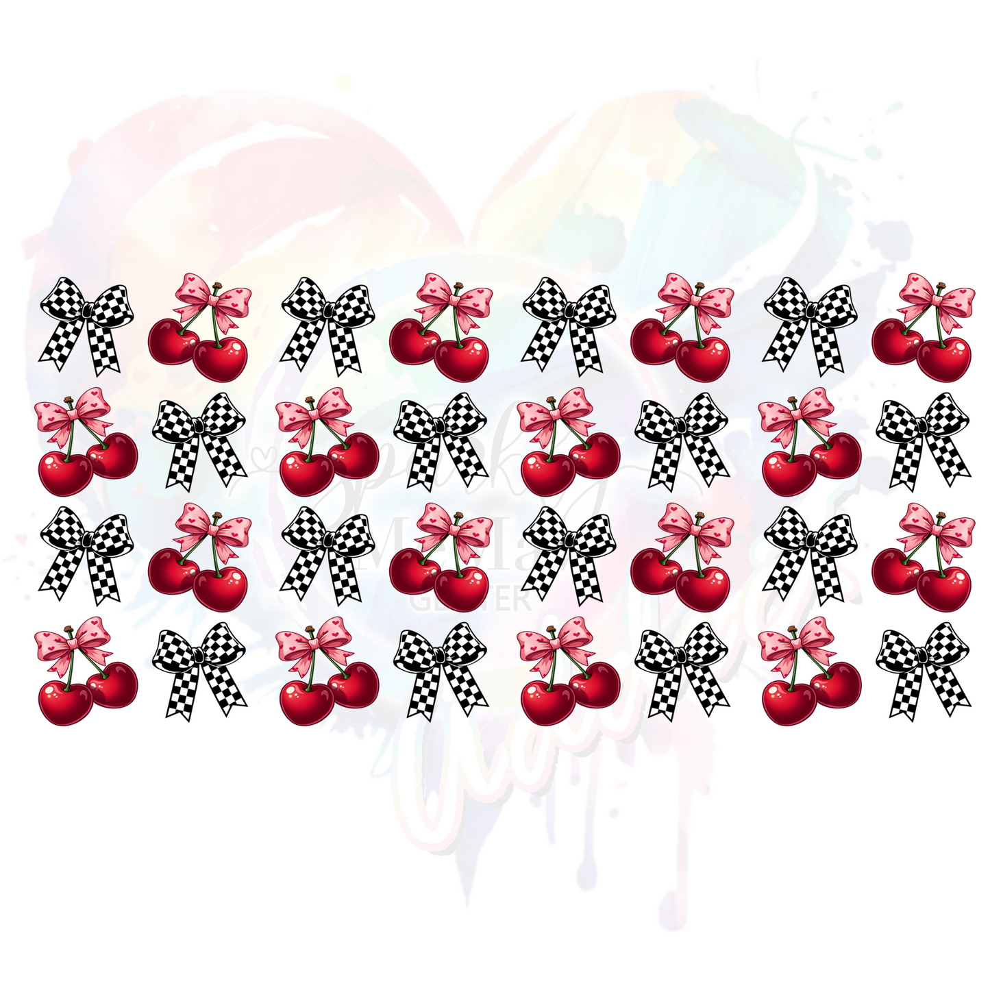 Checkered Bows  UV DTF 16 oz Wrap