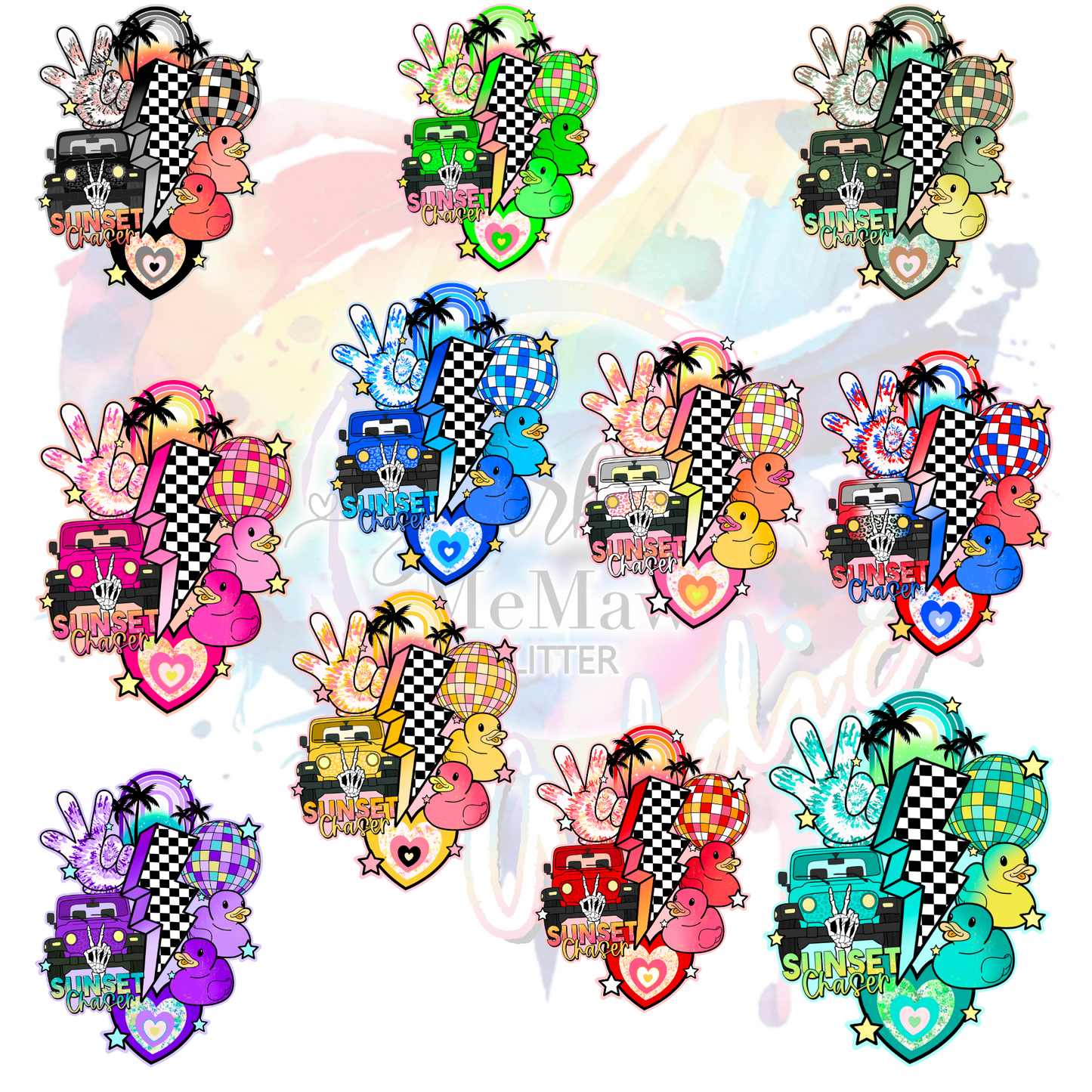 Chase The sunset offroad UV DTF 3.5 inch bundle deal (12 Decals)