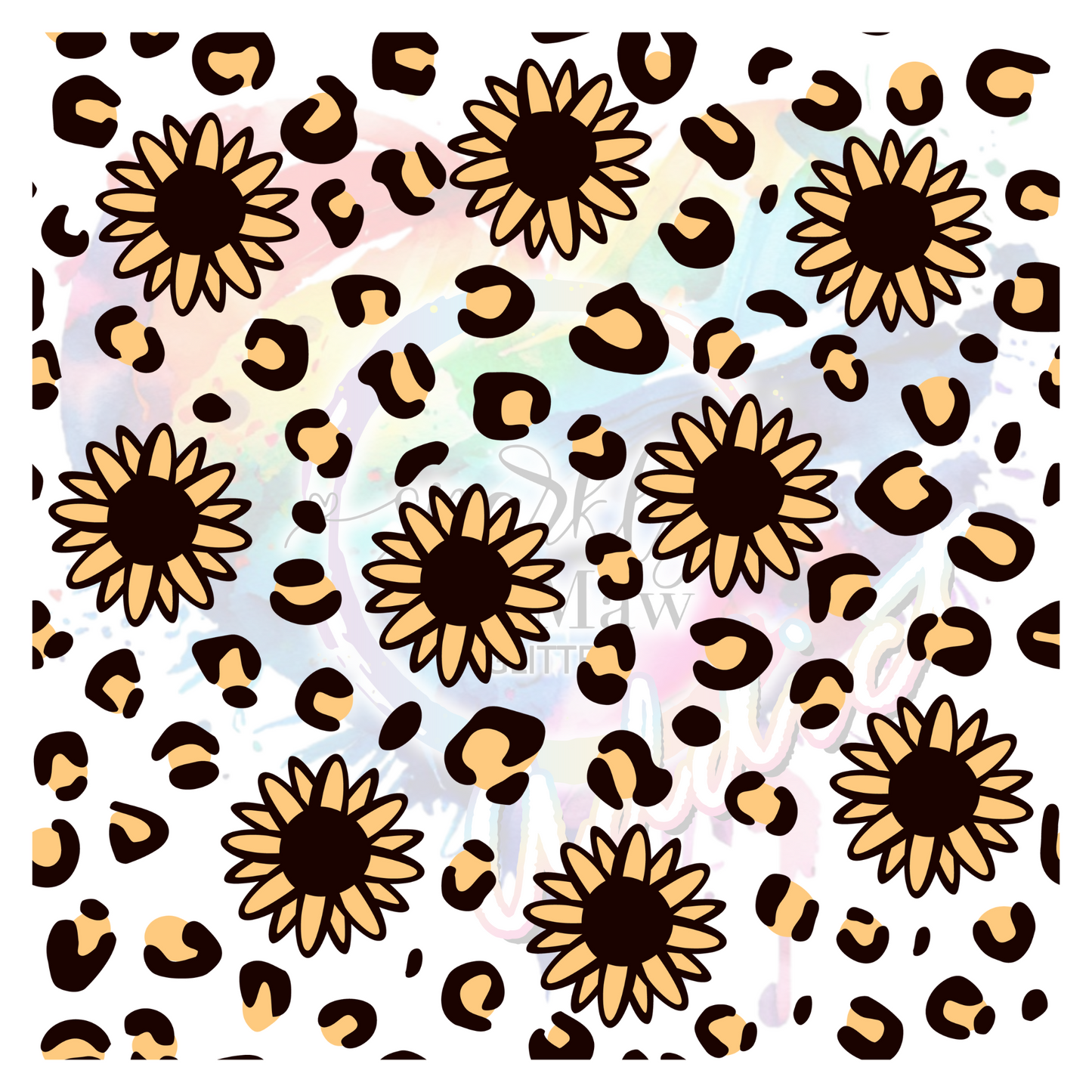 Leopard Sunflower  UV DTF Element Sheet 9x9 inches