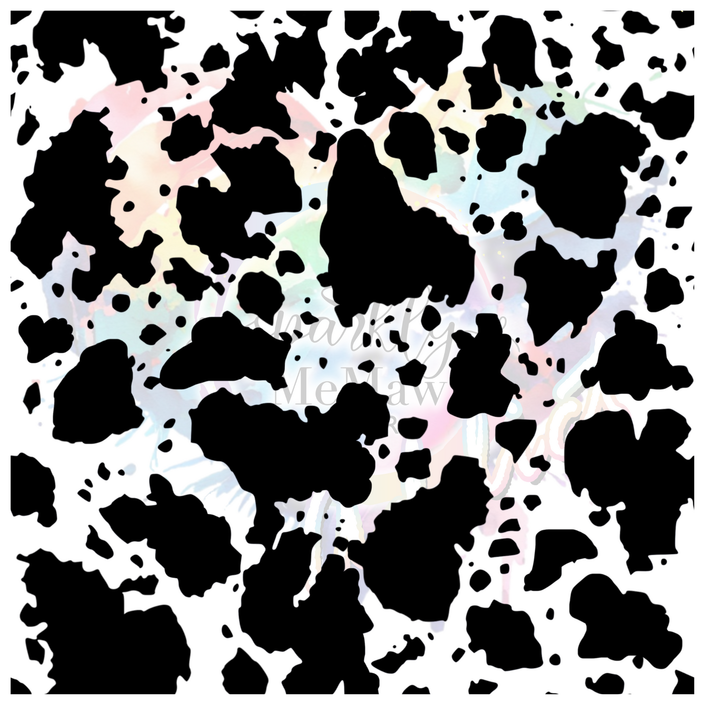 Black Cow Print UV DTF Element Sheet 10x10