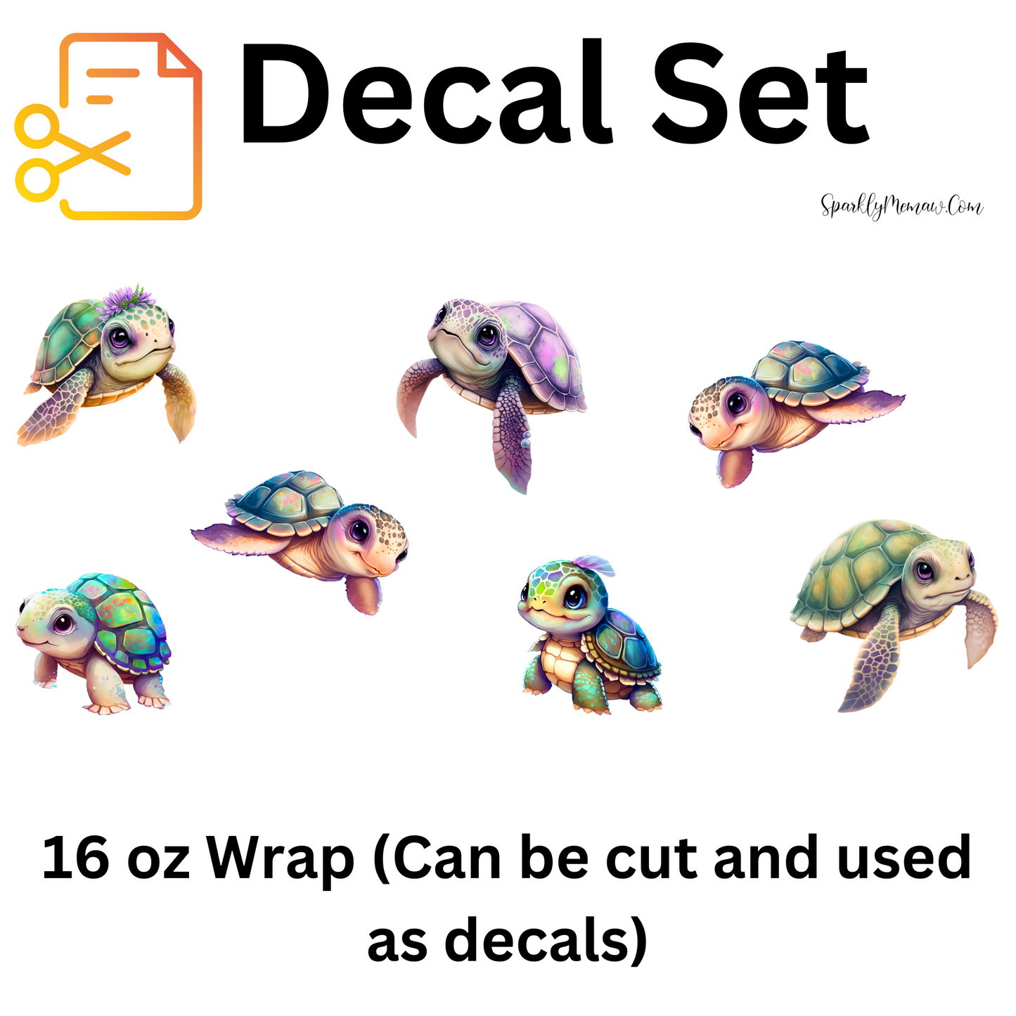 Turtle #2 UV DTF Decal Set