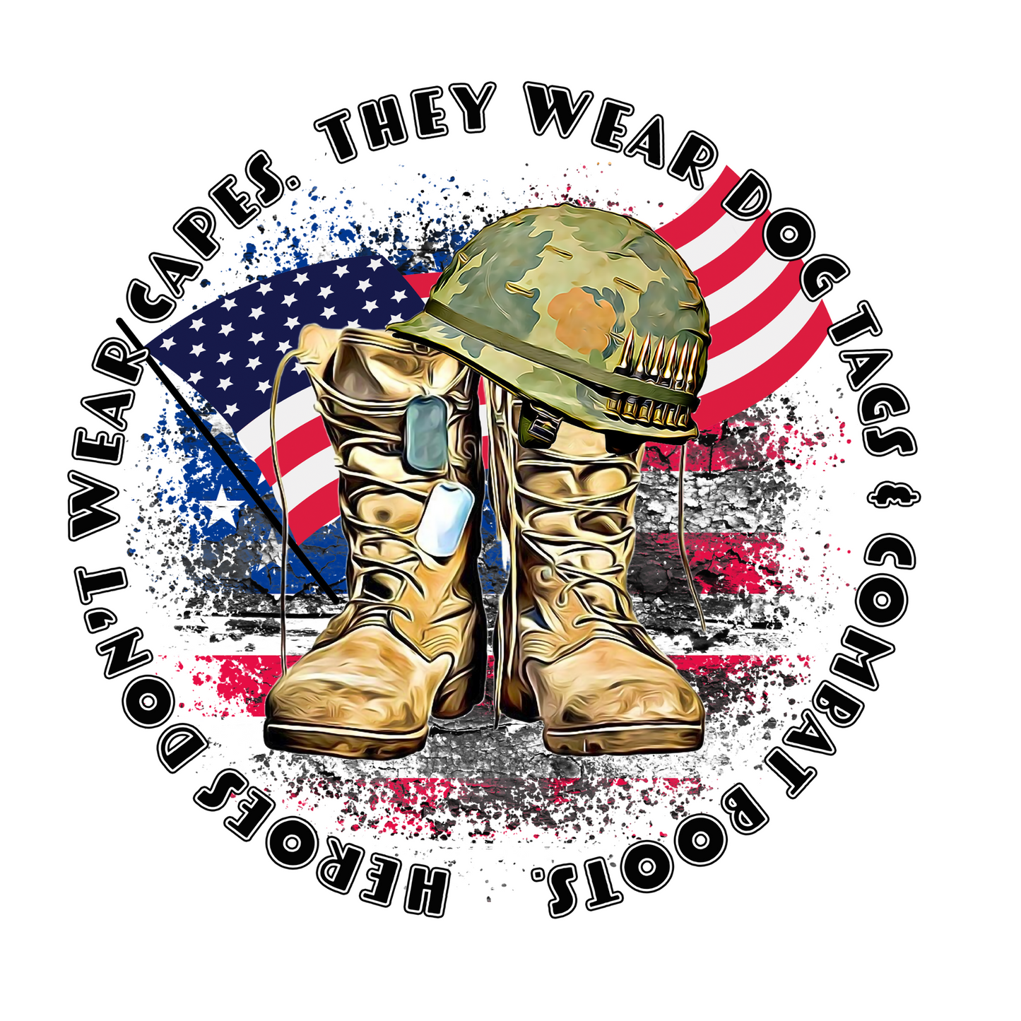 Dog Tags and Combat Boots UV DTF Decal 3.5 inches