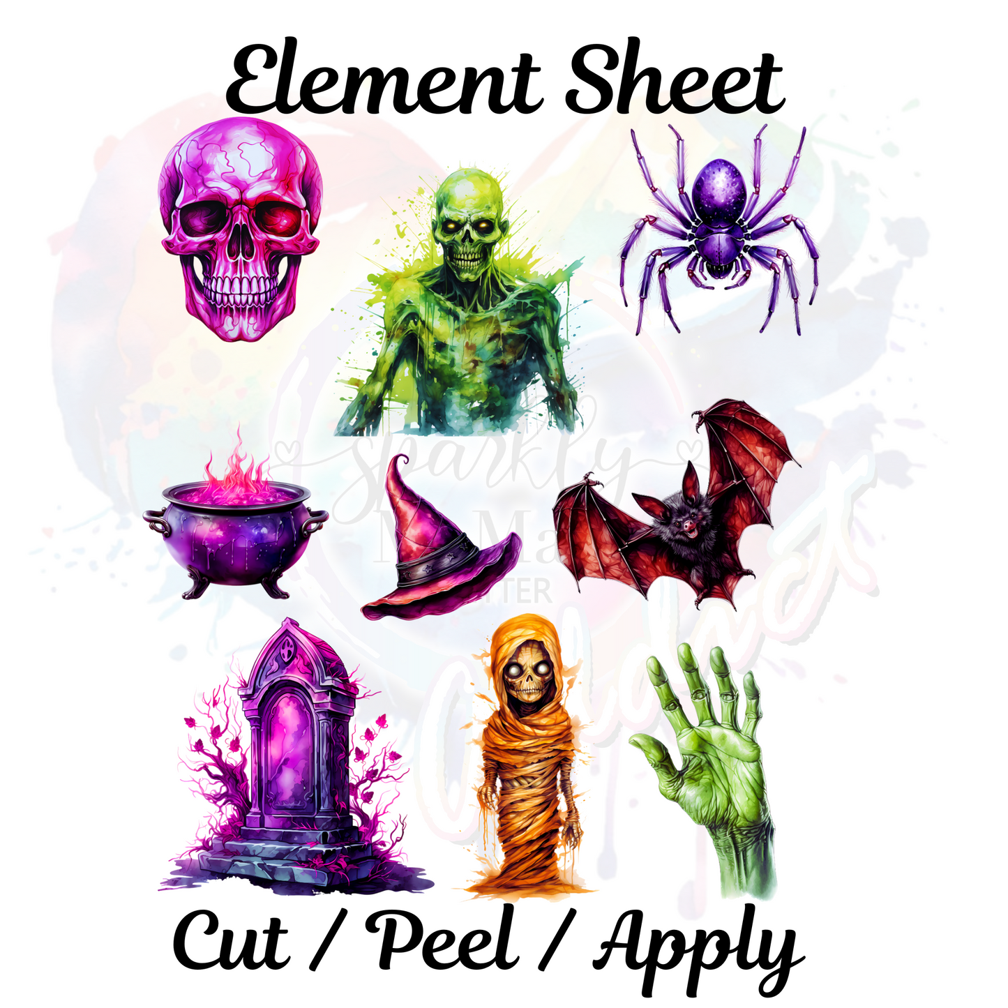 Vibrant Horror UV DTF Element Sheet 8x9 inches