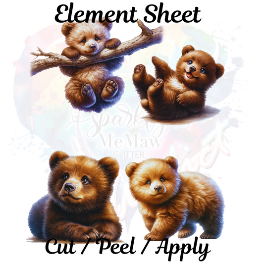 Mischievous Bear UV DTF Element Sheet 8x9 inches