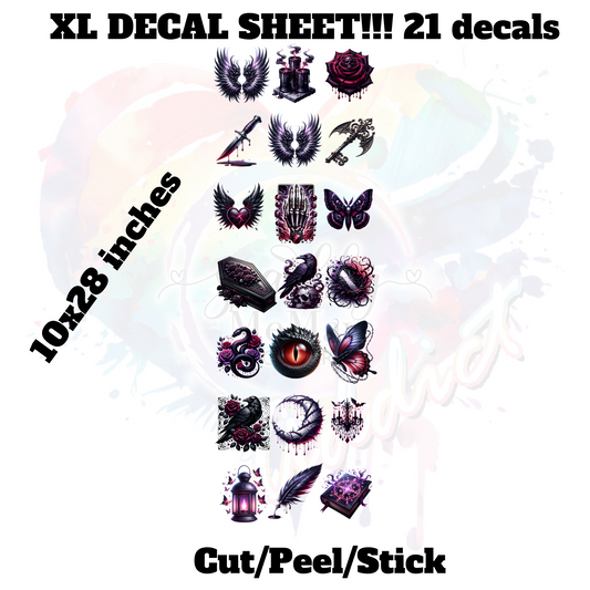 Gothic Elegance UV DTF XL Decal Sheet (21 Decals)