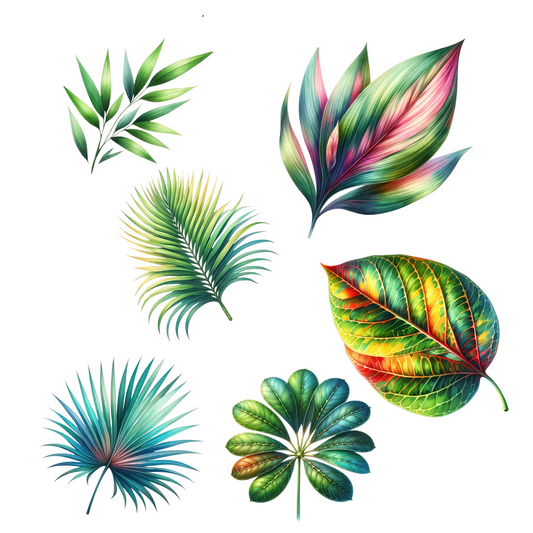 Tropical Color Leaves  UV DTF 9.5 x 9.5