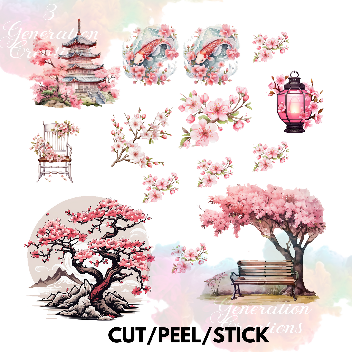 Cherry Blossoms 1  UV DTF 9.5 x 9.5 inches