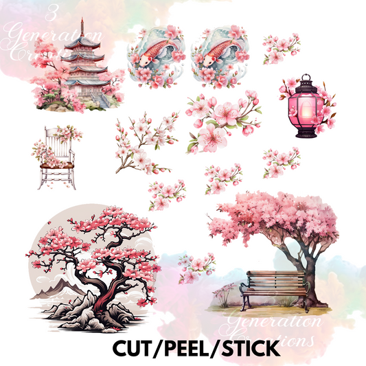 Cherry Blossoms 1  UV DTF 9.5 x 9.5 inches