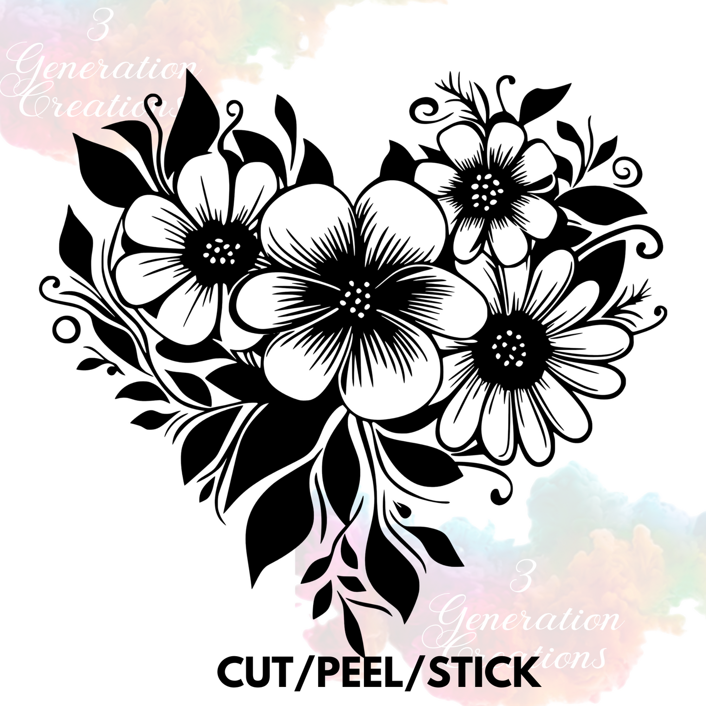 Flower Heart  UV DTF Decal