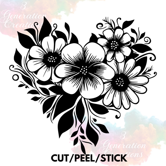Flower Heart  UV DTF Decal