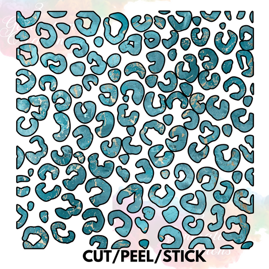 Turquoise Leopard UV DTF Element Sheet 10X10