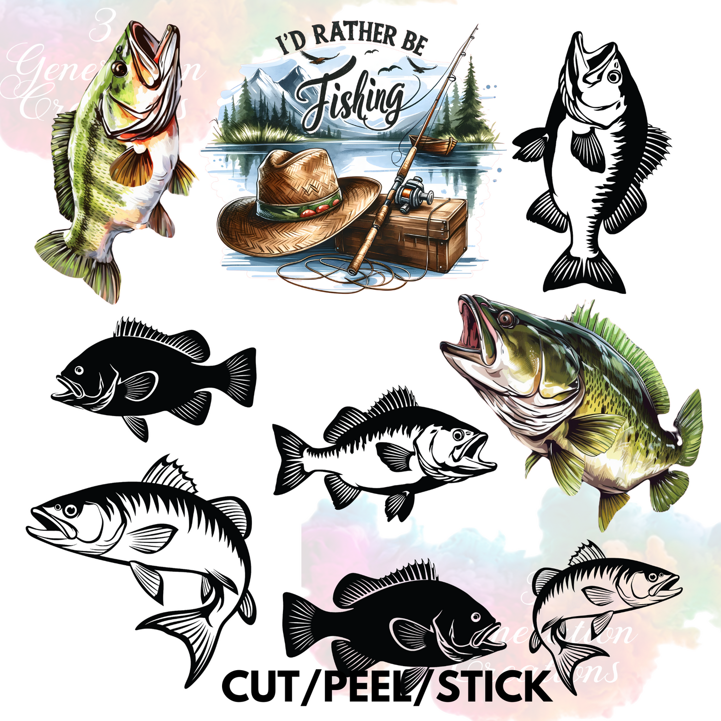 Rather Be Fishing UV DTF Element Sheet 8x8