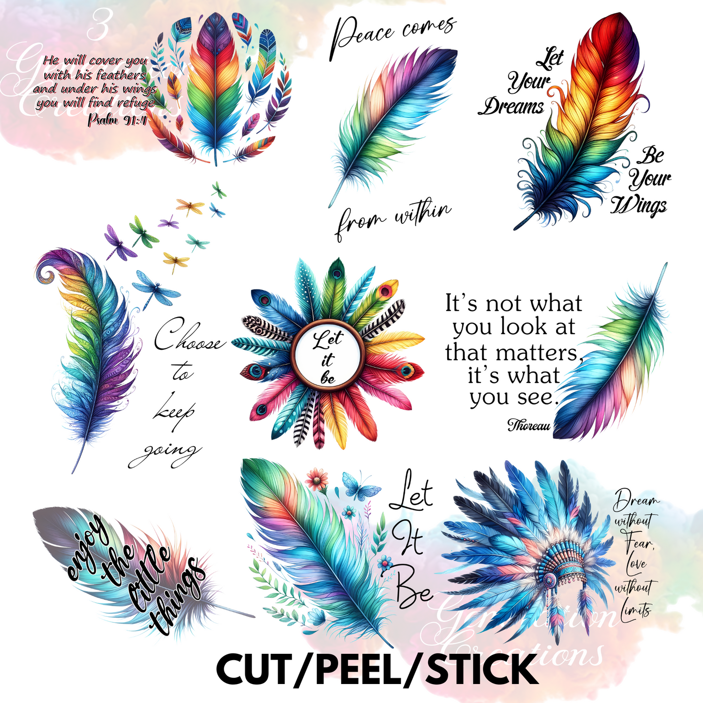 Boho Word Sheet  UV DTF Element Sheet 9x9