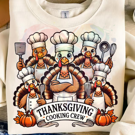 Thanksgiving cooking Crew  Ready to Press DTF Transfer (Fabrics only)