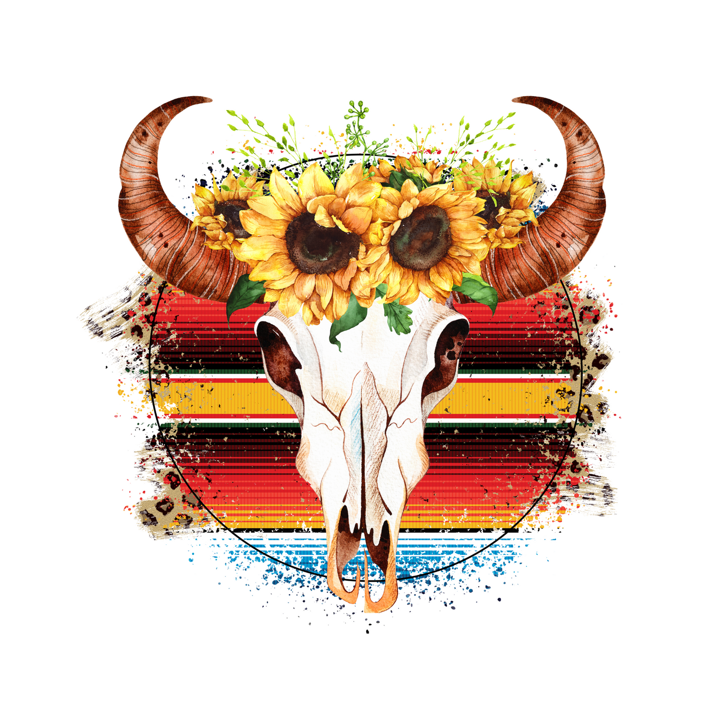 Western Serape Cow Skull UV DTF